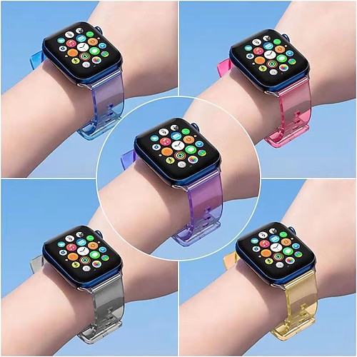 

1PC Smart Watch Band Compatible with Apple iWatch Series 8 7 6 5 4 3 2 1 SE Sport Band for iWatch Smartwatch Strap Wristband TPU Adjustable Transparent Breathable
