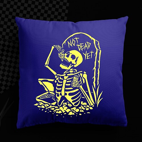 

Halloween UV Reactive Cushion Cover 1PC Soft Decorative Skull Square Throw Pillow Cover Cushion Case Pillowcase for Bedroom Livingroom Superior Quality Machine Washable Indoor Cushion for Sofa Couch Bed Chair