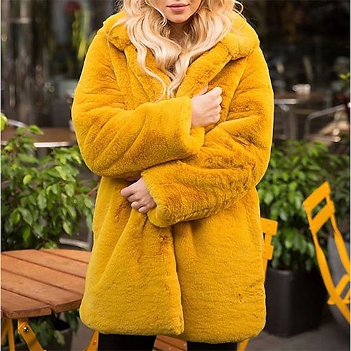 

Women's Faux Fur Coat Warm Breathable Outdoor Daily Wear Vacation Going out Patchwork Cardigan Turndown Active Modern Comfortable Street Style Solid Color Loose Fit Outerwear Long Sleeve Winter Fall
