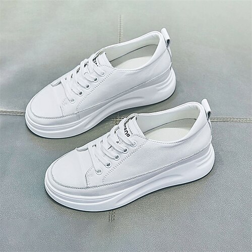 

Leather small white shoes women's new thick bottom inner heightening casual four seasons shoes fashion color matching single shoes