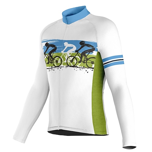 

21Grams Men's Cycling Jersey Long Sleeve Bike Top with 3 Rear Pockets Mountain Bike MTB Road Bike Cycling Breathable Quick Dry Moisture Wicking Reflective Strips White Graphic Polyester Spandex Sports