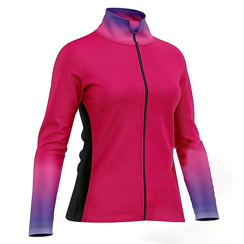 

21Grams Women's Cycling Jersey Long Sleeve Bike Top with 3 Rear Pockets Mountain Bike MTB Road Bike Cycling Breathable Quick Dry Moisture Wicking Reflective Strips Red Gradient Polyester Spandex