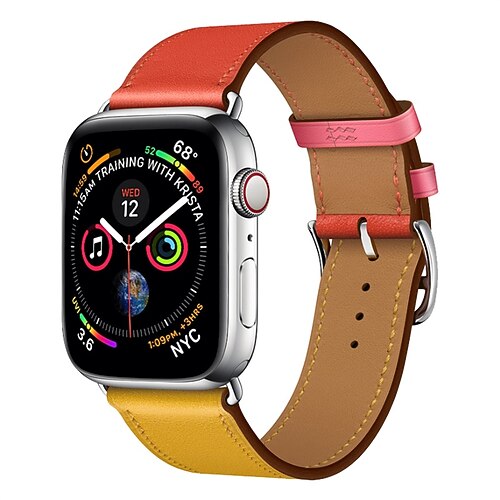 

1pc Smart Watch Band Compatible with Apple iWatch 38/40/41mm 42/44/45mm Genuine Leather Luxury Adjustable Breathable Leather Loop for iWatch Smartwatch Strap Wristband for Series 7 / SE / 6/5/4/3/2/1