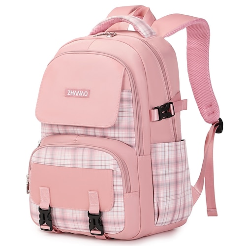 

Unisex School Bag Bookbag Commuter Backpack Functional Backpack Oxford Cloth Color Block Adjustable Large Capacity Zipper School Daily Black Grey Black Gray Purple Pink