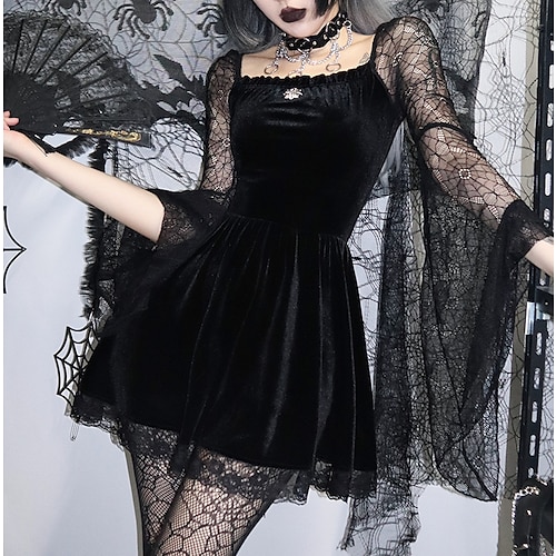 

Goth Girl Retro Vintage Punk & Gothic Steampunk Dress Masquerade Women's Lace Costume Vintage Cosplay Dress Masquerade