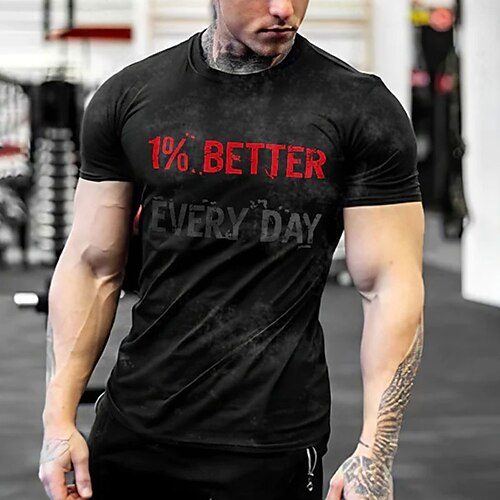 

Men's Unisex T shirt Tee Letter Graphic Prints Crew Neck Black 3D Print Outdoor Street Short Sleeve Print Clothing Apparel Sports Casual Big and Tall / Summer / Summer