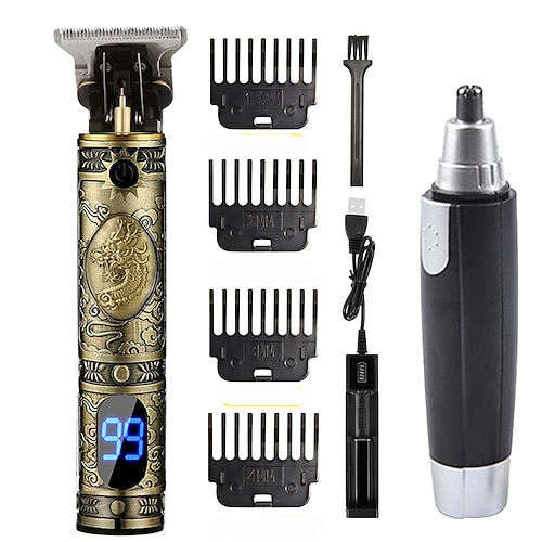 

Cordless Hair Trimmer for Men - LURNOFY Professional Electric Hair Clippers - Mens T-Blade Beard Trimmer Zero Gapped Edgers Rechargeable Close Cutting Haircut Kit