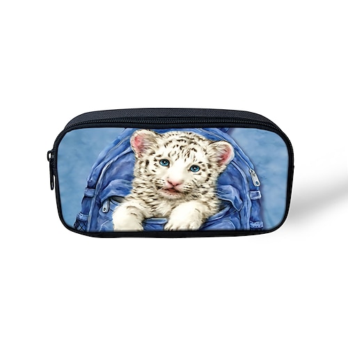 

Unisex Bags Polyester Pencil Cases Zipper Cartoon Cat Floral Print Daily Office & Career 3D Print Black