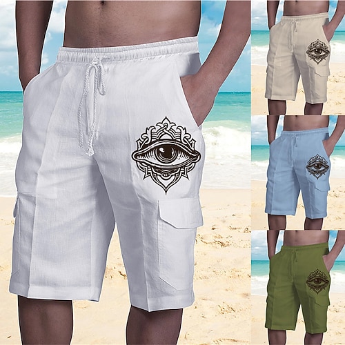 

Men's Shorts Beach Shorts Drawstring Elastic Waist Multiple Pockets Graphic Breathable Soft Short Casual Daily Holiday Streetwear Designer Green Blue Micro-elastic