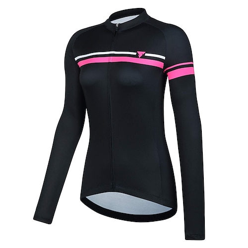 

21Grams Women's Cycling Jersey Long Sleeve Bike Top with 3 Rear Pockets Mountain Bike MTB Road Bike Cycling Breathable Quick Dry Moisture Wicking Reflective Strips Black Red Stripes Polyester Spandex