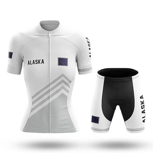 

21Grams Women's Cycling Jersey Cycling Jersey with Shorts Cycling Shorts Short Sleeve Mountain Bike MTB Road Bike Cycling White Black Grey Geometic Bike Jersey Padded Shorts / Chamois Clothing Suit