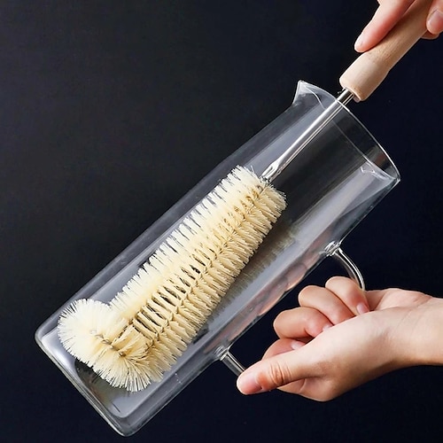 

Brosse de nettoyage de bouteille à long manche en bois outil de nettoyage de cuisine boisson bouteille de verre à vin brosse de nettoyage de gobelet en verre