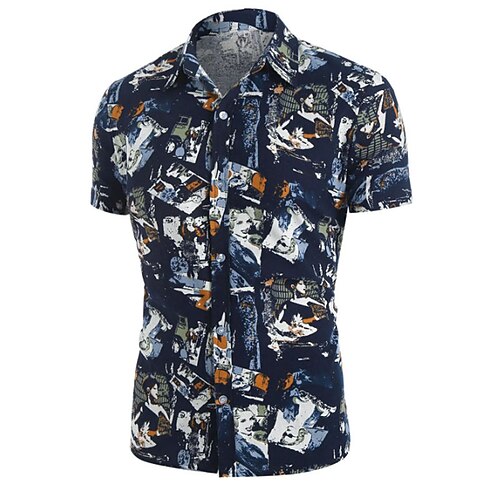 

Men's Shirt 3D Print Portrait Turndown Street Casual Button-Down Print Short Sleeves Tops Designer Casual Vintage Retro Black / Summer