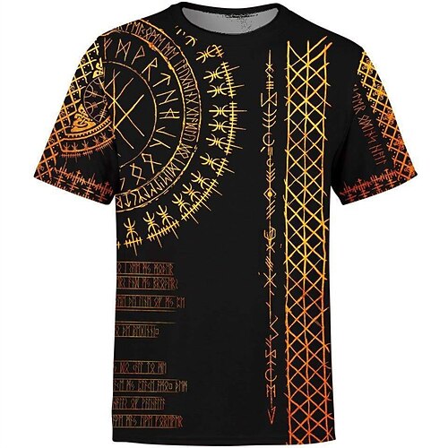

Men's Unisex T shirt Tee 3D Print Tribal Graphic Prints Crew Neck Street Daily Print Short Sleeve Tops Casual Comfortable Big and Tall Sports Coffee / Summer