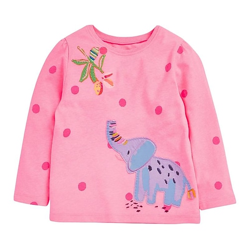 

Kids Girls' T shirt Animal Daily Long Sleeve Active Cotton 2-8 Years Winter Pink