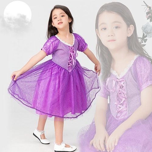 

Princess Rapunzel Dress Flower Girl Dress Girls' Movie Cosplay Cosplay Purple Dress Halloween Masquerade Polyester