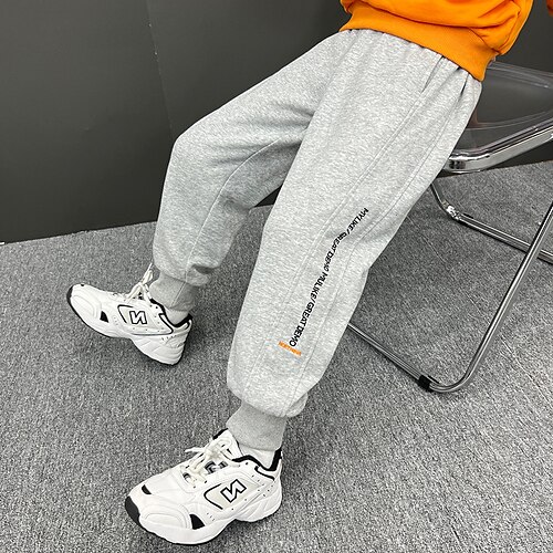 

Kids Boys Pants Solid Colored Streetwear Street Cotton 3-13 Years Fall Black Gray