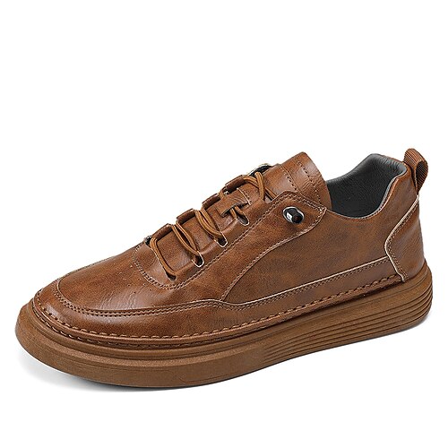 

Men's Sneakers British Style Plaid Shoes Casual British Daily PU Black Brown Fall Spring