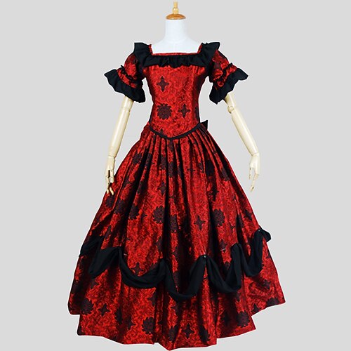 

Rococo Victorian Ball Gown Vintage Dress Party Costume Masquerade Prom Dress Women's Costume Vintage Cosplay Party Halloween Carnival Short Sleeve Dress Masquerade