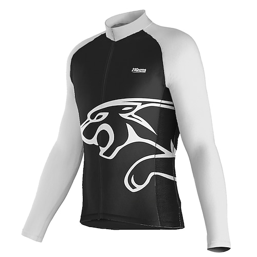 

21Grams Men's Cycling Jersey Long Sleeve Bike Top with 3 Rear Pockets Mountain Bike MTB Road Bike Cycling Breathable Quick Dry Moisture Wicking Reflective Strips Black Wolf Polyester Spandex Sports