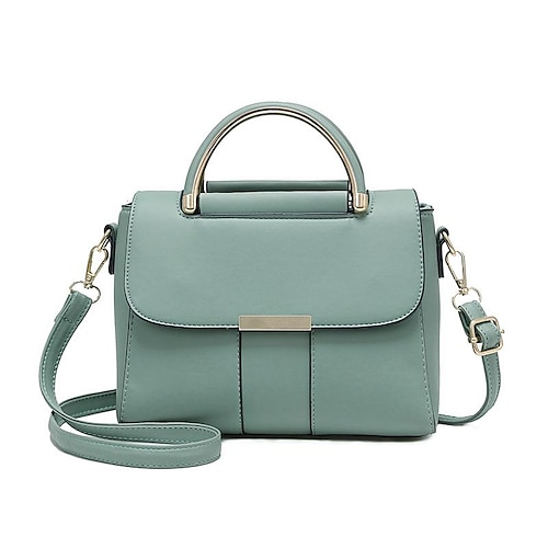 

Women's Crossbody Bag Top Handle Bag PU Leather Solid Color Daily Date Office & Career Dark Khaki Rubber red milky Green