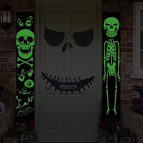 

Luminous halloween flag couplet courtyard outdoor halloween banner flag curtain flag door curtain