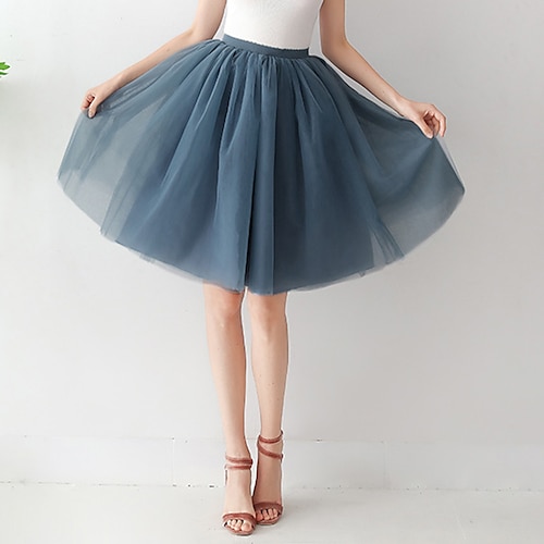 

Women's Skirt Swing Knee-length Organza Green Light Green Wine Dusty Blue Skirts Layered Tulle Without Lining Basic Fashion Performance Halloween One-Size / Loose Fit