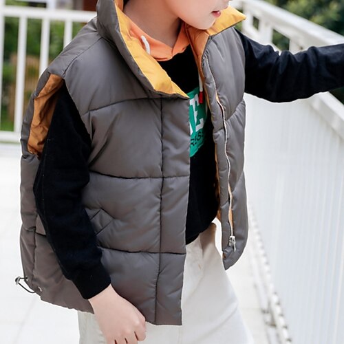 

Kids Unisex Vest Outerwear Plain Long Sleeve Zipper Coat Active Adorable Black Pink Yellow Winter 2-8 Years