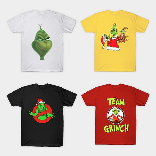 

Grinch Kids Girls' Ugly Christmas T shirt Cartoon Outdoor 3D Print Short Sleeve Crewneck Active 3-12 Years Spring Black Yellow Red