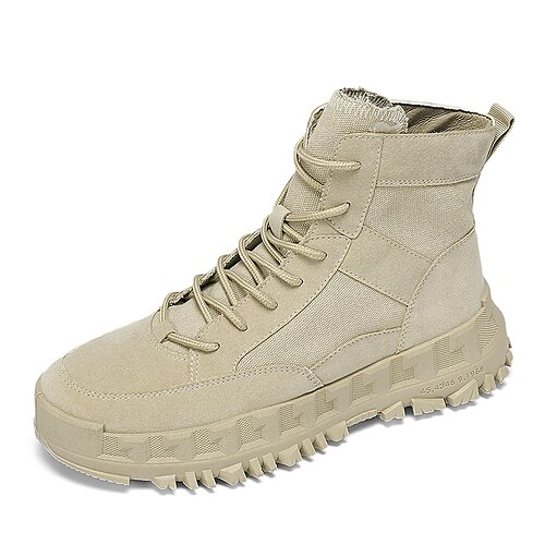 

Men's Boots Work Boots Casual Daily Canvas Mid-Calf Boots Black Khaki Fall