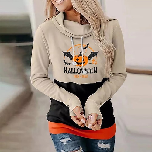 

Sweat à capuche Sweat Femme Vêtement de rue Casual Halloween 1 2 3 Potiron Chauve souris Casual Capuche manche longue S M L XL XXL