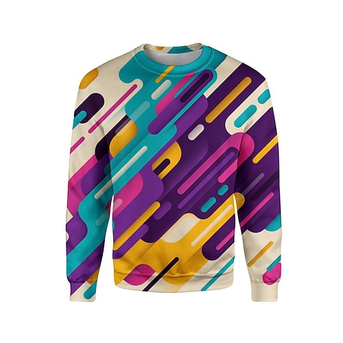 

Men's Unisex Sweatshirt Pullover Purple Crew Neck Geometric Graphic Prints Print Daily Sports Holiday 3D Print Streetwear Casual Big and Tall Spring & Fall Clothing Apparel Hoodies Sweatshirts Long