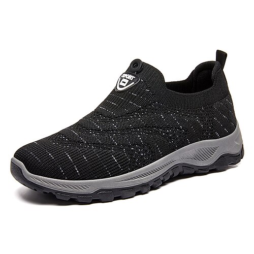 

Men's Sneakers Flyknit Shoes Sporty Casual Daily Walking Shoes Polyester Black Gray Fall Spring