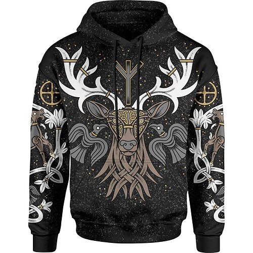 

Men's Unisex Pullover Hoodie Sweatshirt Hooded Animal Graphic Prints Print Sports Outdoor Daily Sports 3D Print Basic Streetwear Hoodies Sweatshirts Long Sleeve Black