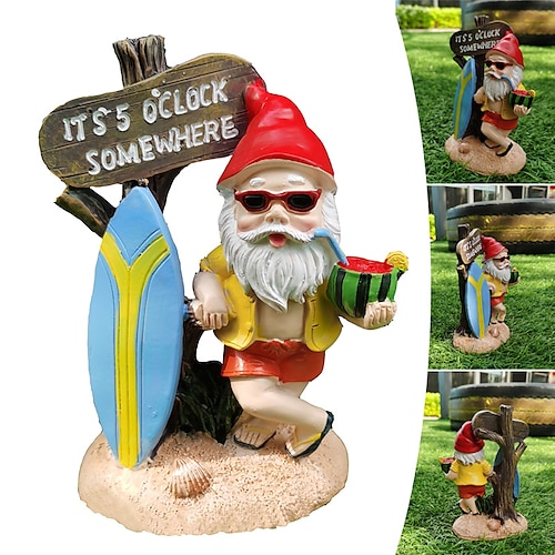 

Big Type Funny Dwarfs Resin Ornaments Sailboat Watermelon Naughty Gnome Garden Decoration Statue Old Man Lawn Yard Decor Cartoon Statue