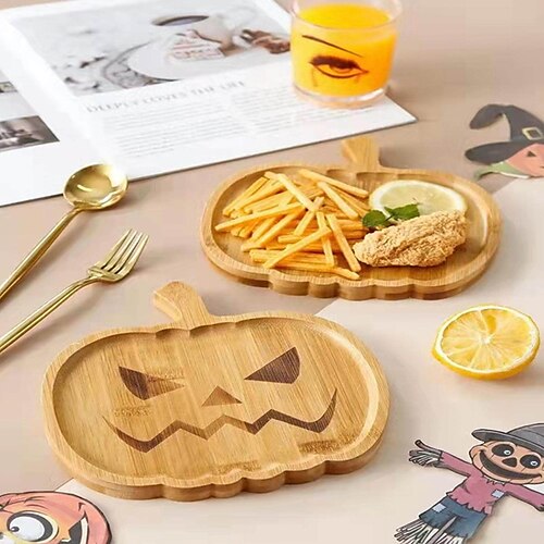 

Halloween Pumpkin Plate Halloween Wooden Pumpkin Tray Plate Home Decoration Dinner Plate Decoration