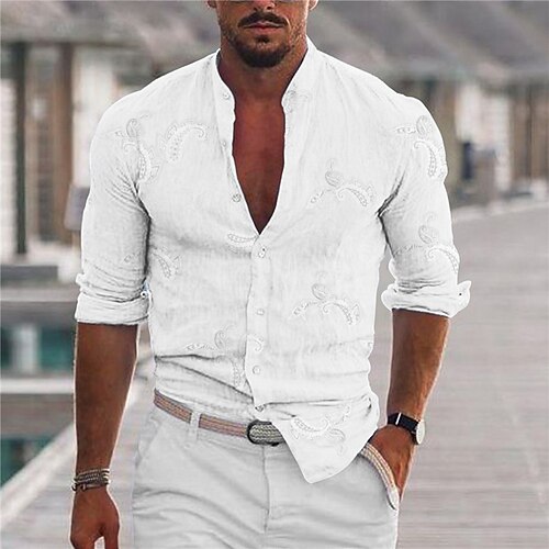

Men's Shirt 3D Print Floral Turndown Street Casual Button-Down Print Long Sleeve Tops Designer Casual Fashion Breathable White