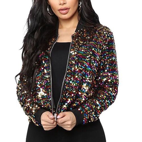 

Per donna Giacca bomber Giacca sportiva Giacca universitaria Attivo Sportivo Comodo Stile di strada Strass Esterno Da tutti i giorni Da mare Per uscire Misto cotone Cappotto Inverno Autunno Verde Blu