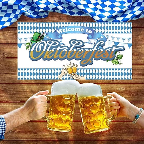 

Oktoberfest Party Banner Hanging Flag Curtain Beer Theme Couplet Background Cloth Holiday Hanging Cloth