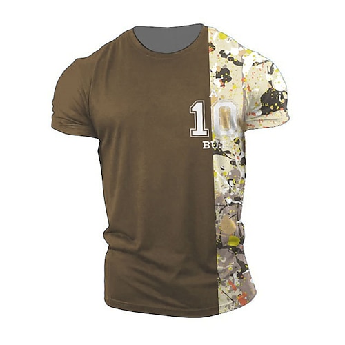 

Men's Unisex T shirt Tee 3D Print Color Block Graphic Prints Crew Neck Street Daily Print Short Sleeve Tops Casual Classic Big and Tall Sports Brown / Summer