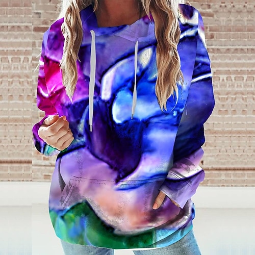 

Women's Hoodie Sweatshirt Purple Graphic Sports Long Sleeve 3XL