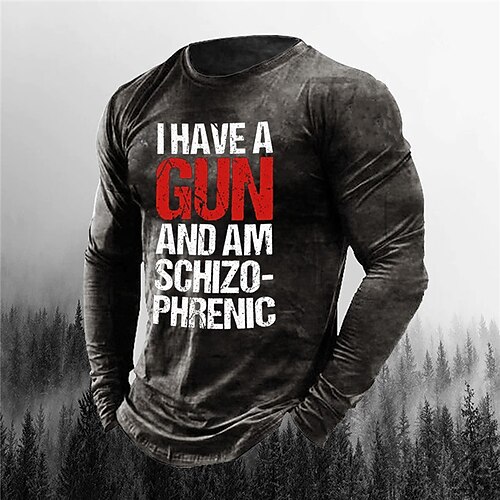 

Men's Unisex T shirt Tee 3D Print Graphic Prints Letter Crew Neck Street Casual Print Long Sleeve Tops Designer Basic Vintage Big and Tall Black