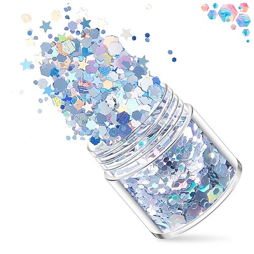 

Mixed Powder 1 2 3mm Five-pointed Star Laser Sequins Ultra-thin Manicure Set 12 Bottles