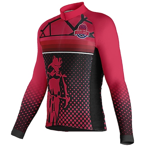 

21Grams Men's Cycling Jersey Long Sleeve Bike Top with 3 Rear Pockets Mountain Bike MTB Road Bike Cycling Breathable Quick Dry Moisture Wicking Reflective Strips Red Polka Dot Polyester Spandex Sports