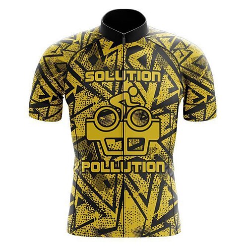 

21Grams Men's Cycling Jersey Short Sleeve Bike Top with 3 Rear Pockets Mountain Bike MTB Road Bike Cycling Breathable Quick Dry Moisture Wicking Reflective Strips Yellow Polyester Spandex Sports