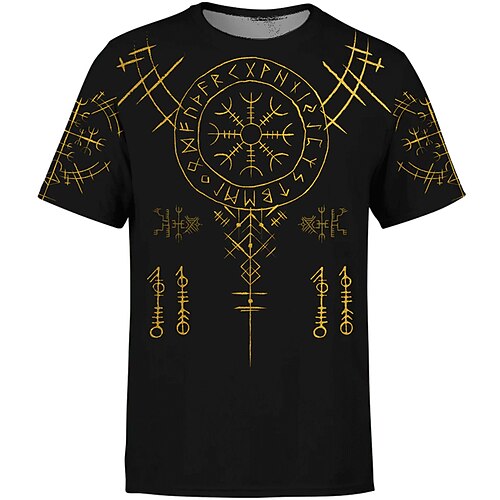 

Men's Unisex T shirt Tee Tribal Graphic Prints Crew Neck Black 3D Print Outdoor Street Short Sleeve Print Clothing Apparel Sports Casual Comfortable Big and Tall / Summer / Summer