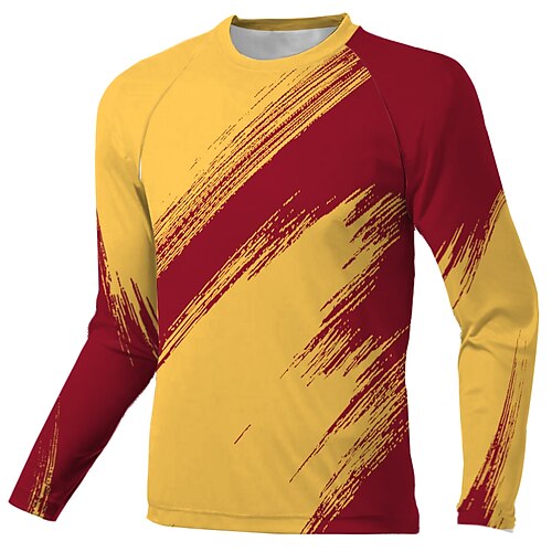 

Men's Downhill Jersey Long Sleeve Red Yellow Graffiti Bike Breathable Quick Dry Polyester Spandex Sports Graffiti Clothing Apparel / Stretchy