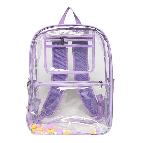 

Schoolbag Transparent for Student Girls Water Resistant Wear-Resistant Large Capacity PVC School Bag Back Pack Satchel 21 inch