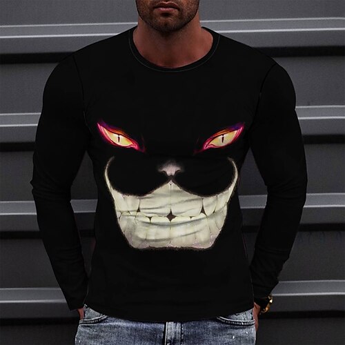 

Men's T shirt Tee Tee Graphic Round Neck Green White Blue Purple Orange Long Sleeve 3D Print Casual Daily Print Tops Fashion Designer Comfortable Big and Tall