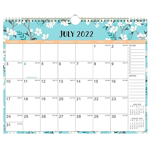 

2022-2023 - 18 Monthly Wall Calendar with Thick Paper July 2022 - December 2023 14.8 x 11.5 Twin-Wire Binding Hanging Hook Large Unruled Blocks with Julian Dates - Cherry Blossom